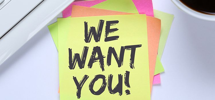 Post-it mit Aufschrift We want you