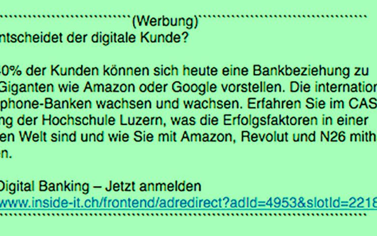 Anzeige für eine CAS-Ausbildung