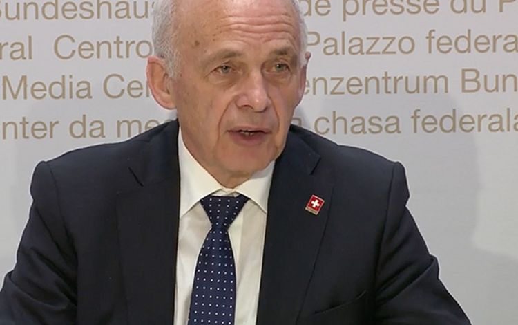 Bundesrat Ueli Maurer an der Medienkonferenz des Bundesrates vom 25 März 2020