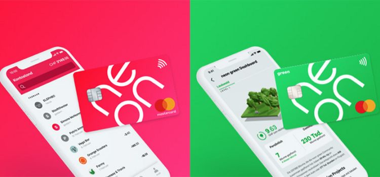 Smartphone mit Debitkarten von Neon
