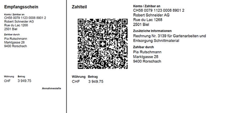 Zahlteil der neuen QR-Rechnung