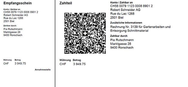 Zahlteil der neuen QR-Rechnung