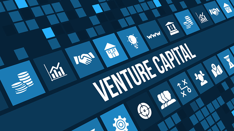 Monitor mit Icons und Schriftzug Venture Capital