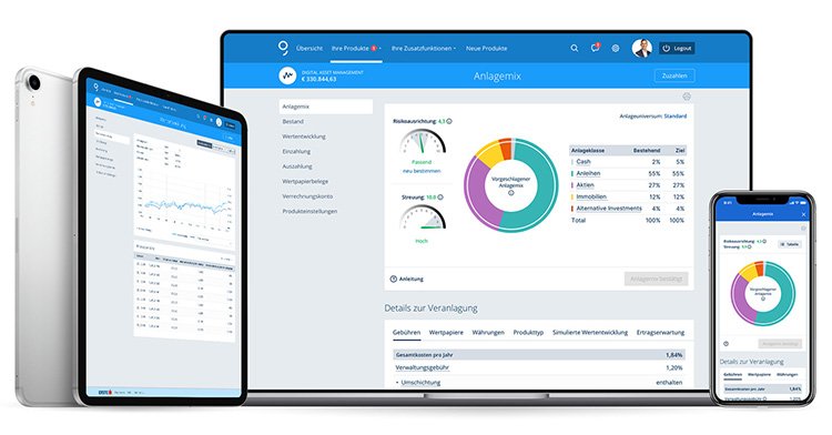 Monitor-Ansicht des Robo Advisors von True Wealth