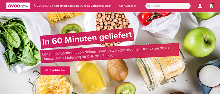 Die Website von Avec Now von Valora