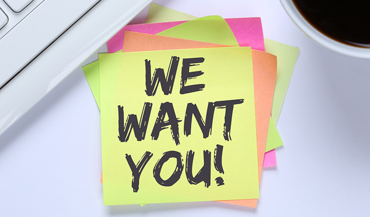 Post-it mit Aufschrift We want you